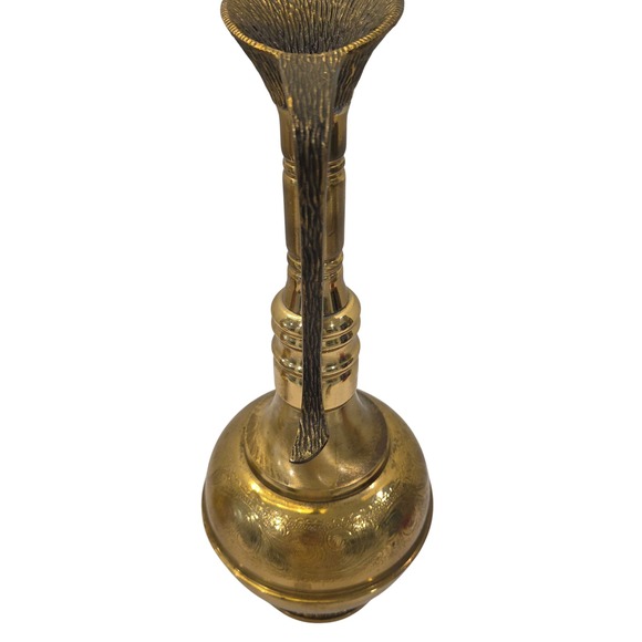 Vintage Etched Brass Vase 17.5\